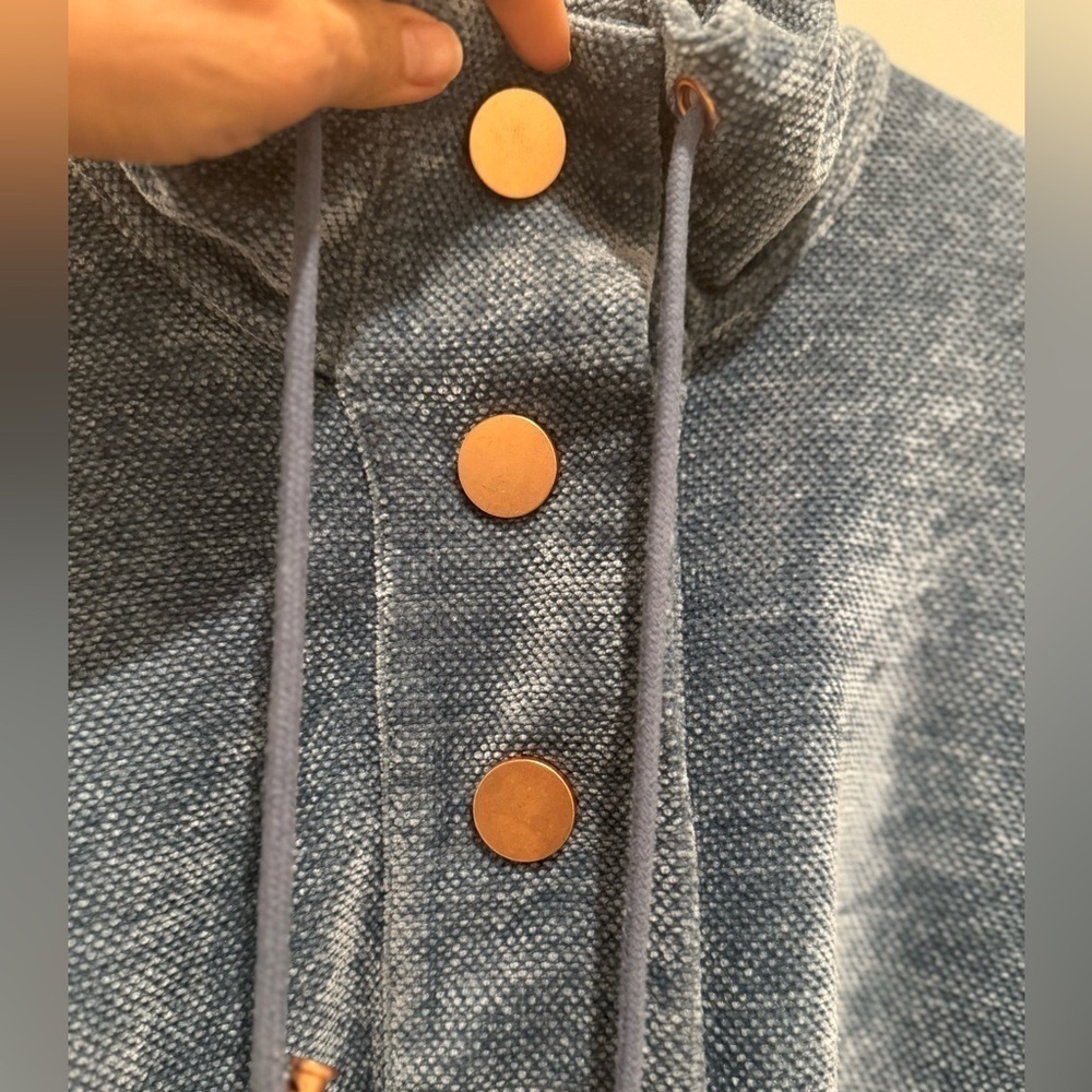 Soft Surroundings St. Germain Pullover Sweater 3/4 Button Blue gray bohemian - Picture 5 of 10